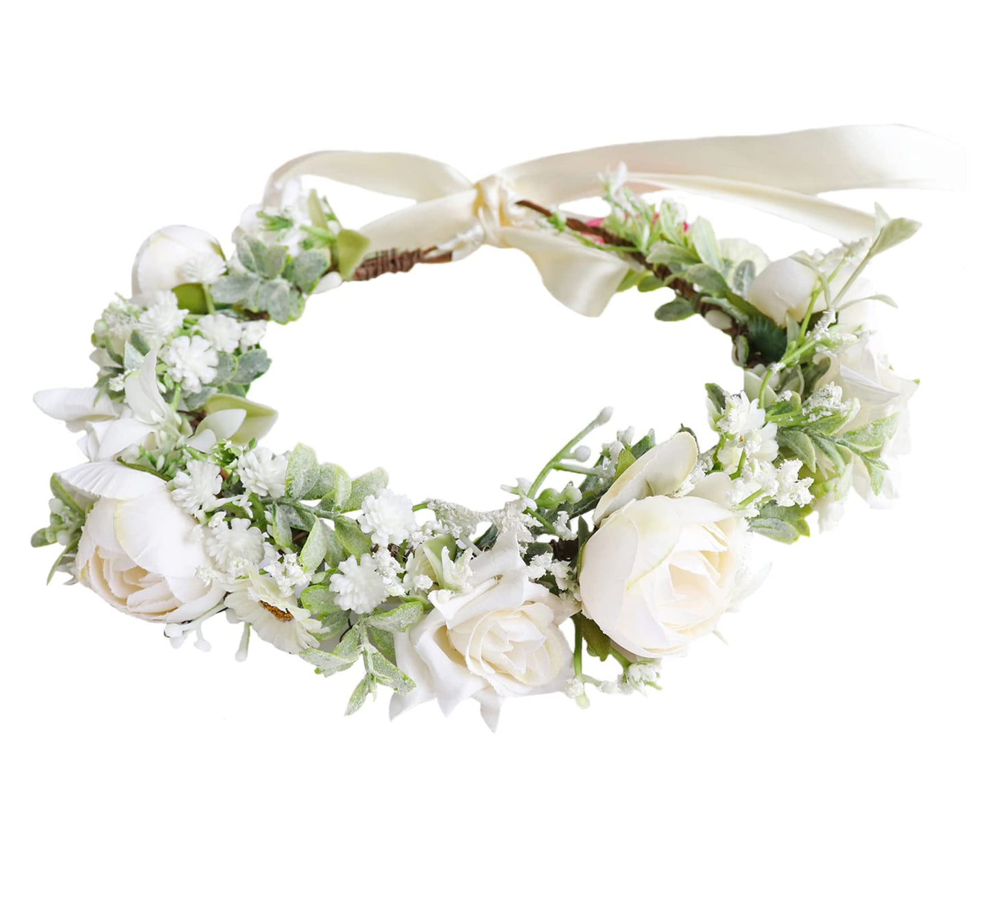 Trepveter Floral Crowns for Women Flower Crown Flower Garland Headband Floral Headpiece Halo Cosplay Halloween Bridal Wedding Photo Props Renaissance Party Prom