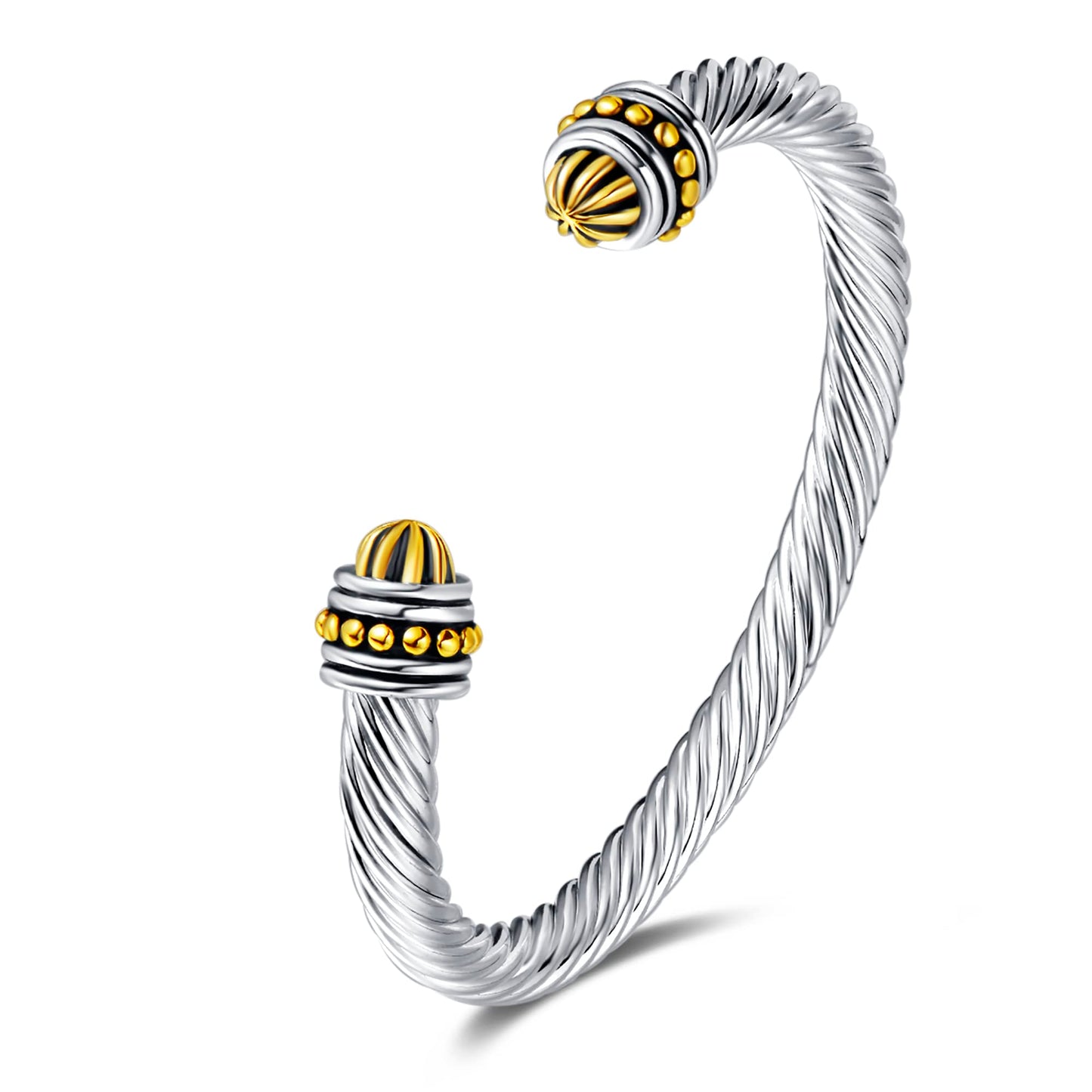 UNY JEWEL Women Jewelry Gold Dots Caviar Twisted Cable Wire Open Cuff Bangle Bracelets Makes a Stylish Christmas Valentine Gifts
