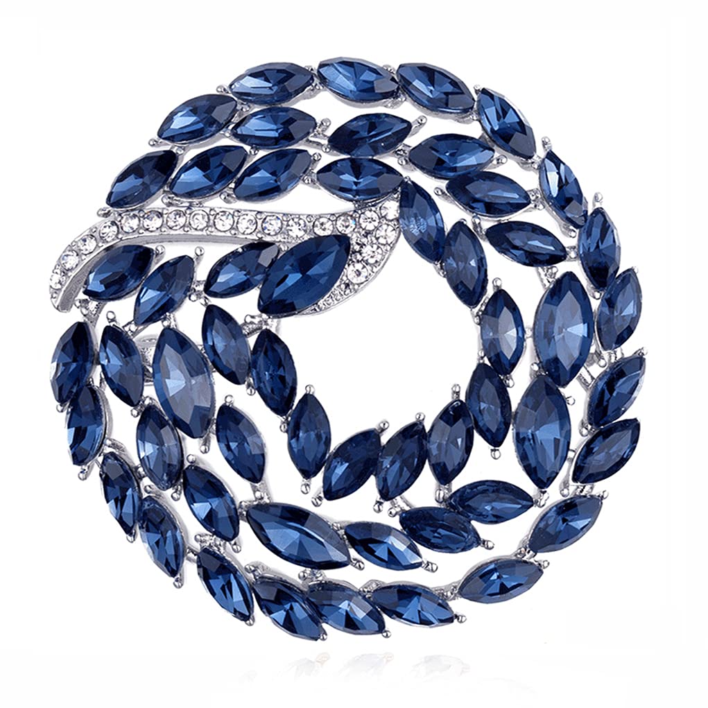 Women Brooch Pins Girls Fashion Blue Flower Sliver Jewelry