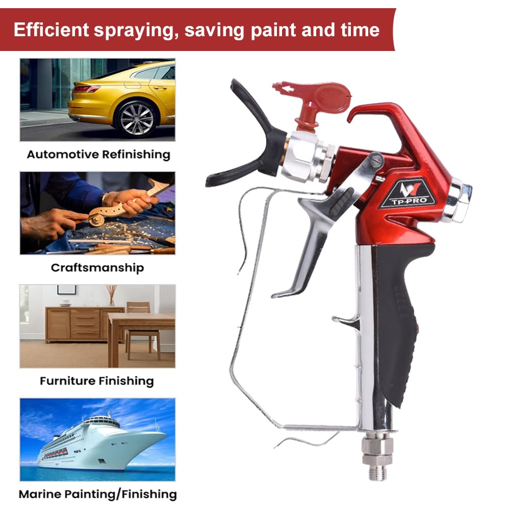 Airless Paint Spray Gun with 517 tip High Pressure 4000 PSI Red Series Airless Sprayer Gun (4 Finger)