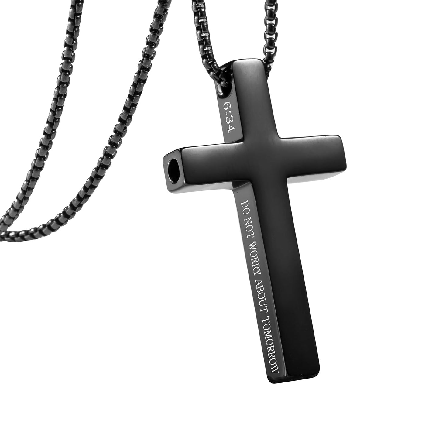FUNPAR Cross Breathing Necklace for Anxiety Relief and Relaxation, Breathlink Design Quit Smoking Aid, Stainless Steel Mindfulness Tool to Calm, Stylish Wellness Gift for Adults(Black 6:34)