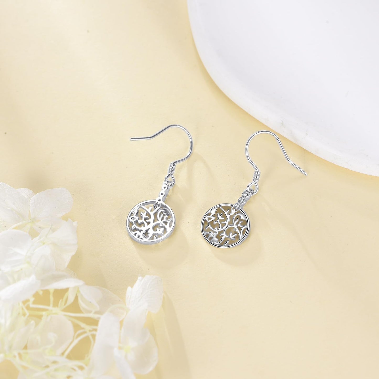 925 Sterling Silver Tree of Life Earrings for Women Dangle Filigree Teardrop Leverback Earrings Birthday Mothers Day Jewelry for Mom (Filigree)