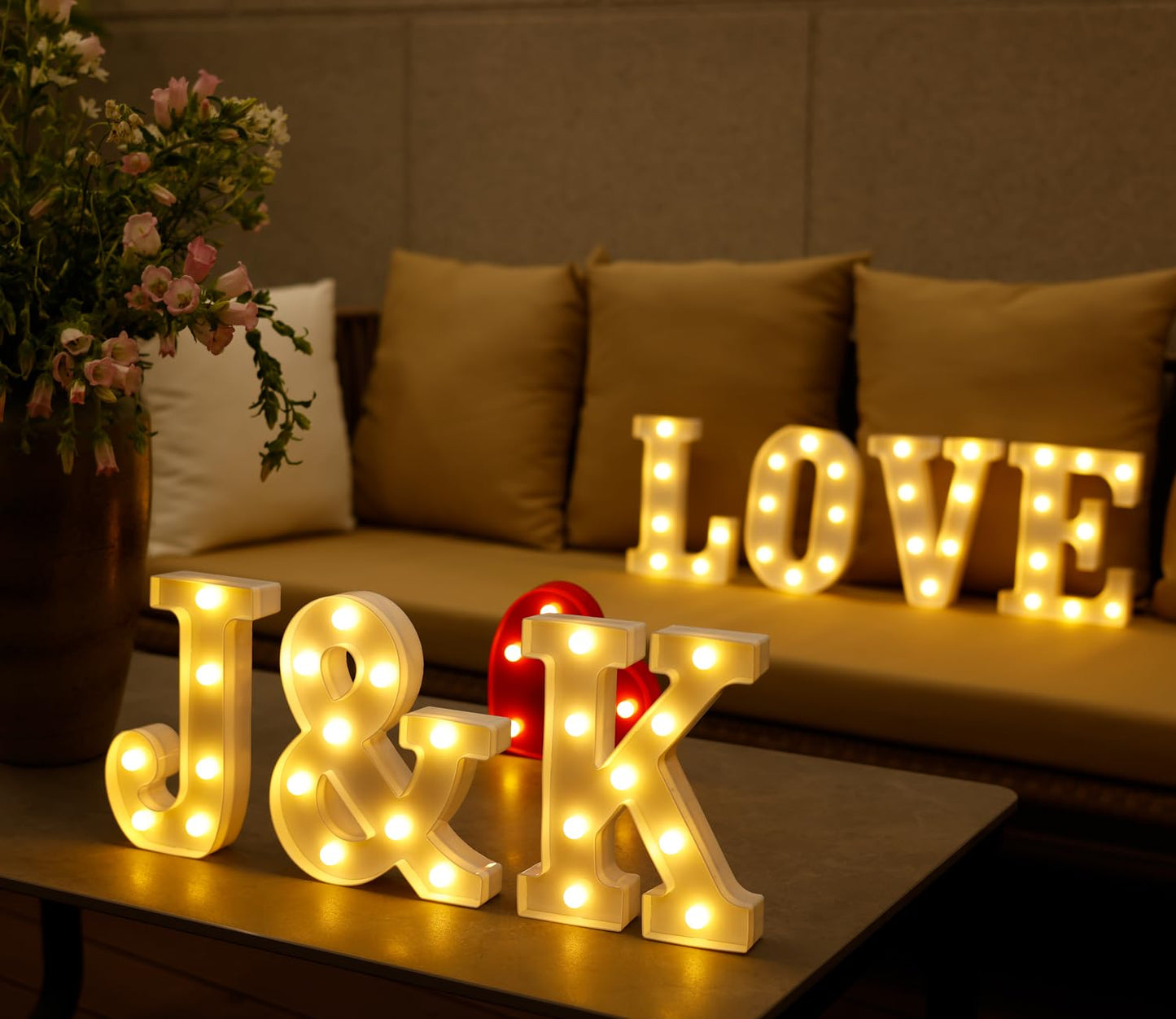 DyingSwan Small Led Marquee Letters, Light Up Letters, 8.58 Inch Led Letter Lights, Battery Powered Lighted Sign for Table, Party, Birthday, Christmas Decor (Letter &)