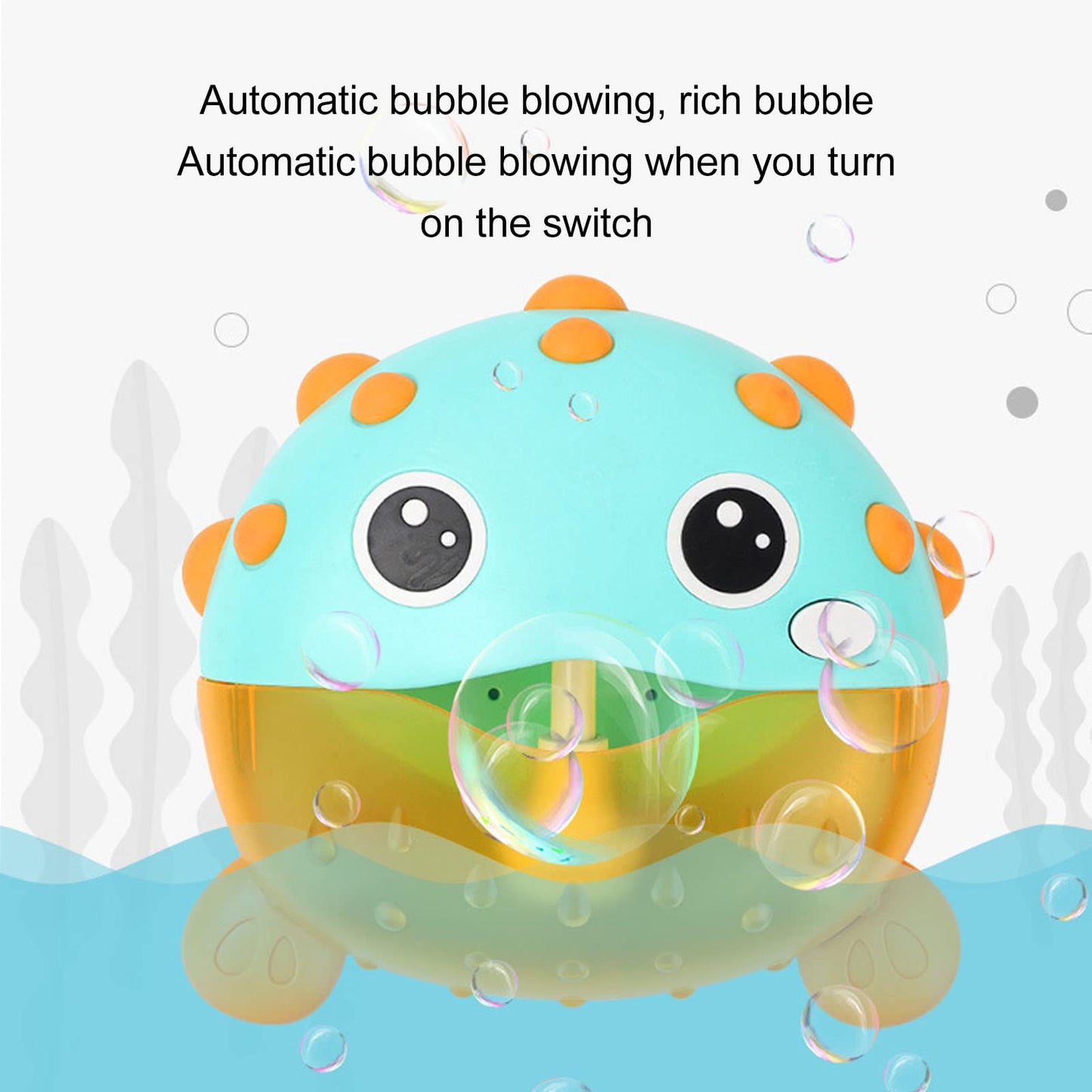 Pilipane Baby Bubble Machine Automatic Cute Music Kids Bubble Maker Toy with Suction Cup for Toddler Bath Time Plastic Electronic Components 19cm