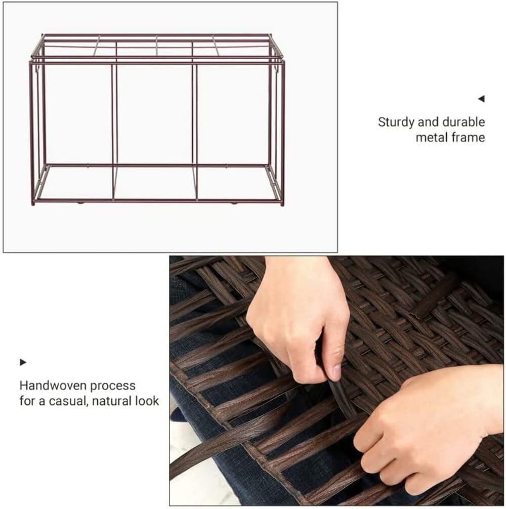 SONGMICS Storage Basket with Lid, Woven Blanket Storage Bin with Handles, Foldable, Removable Liner, Metal Frame, for Bedroom, Laundry Room, 42.3 Gallons (160 L), Brown URST76BR