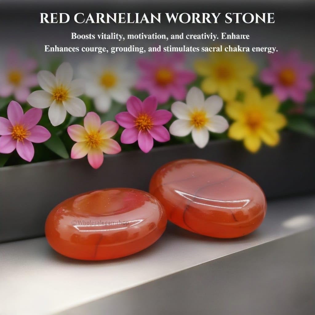 Red Carnelian Thumb Worry Stones Metaphysical Gemstone Crystal Healing Reiki Men Women Gift FENG Shui Positive Energy Love Wellness Palm Stones Wicca Powerful