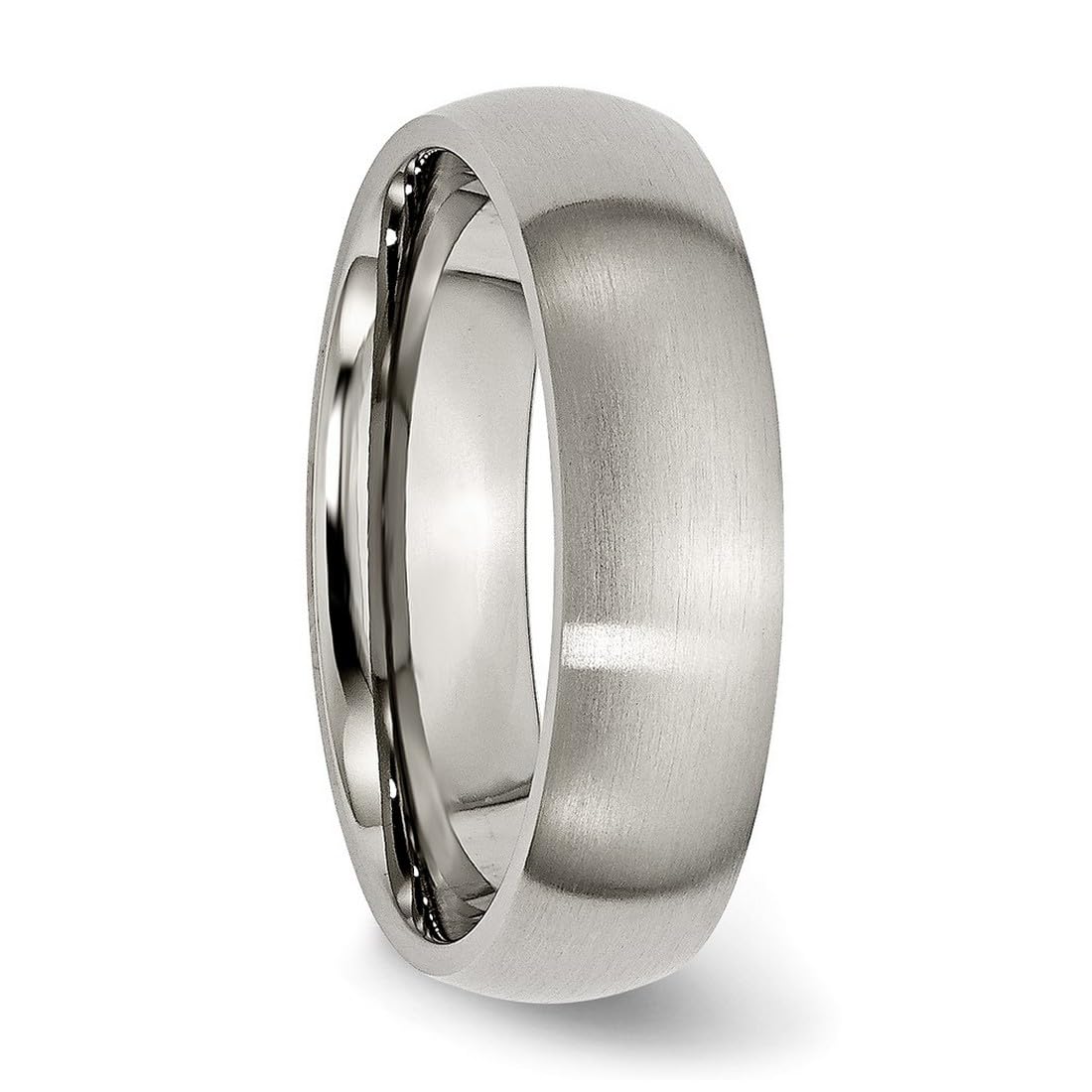 JewelryWeb Titanium Half Round 6mm Brushed Band Ring Size 6 Ring for Women and Men