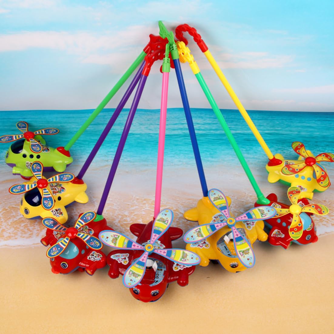 Push Along Toys Baby Pushing Airplane Toy with Long Handle Walking Toy for Toddlers Push Along Airplane, Baby Walking, Pull, Flying Toys