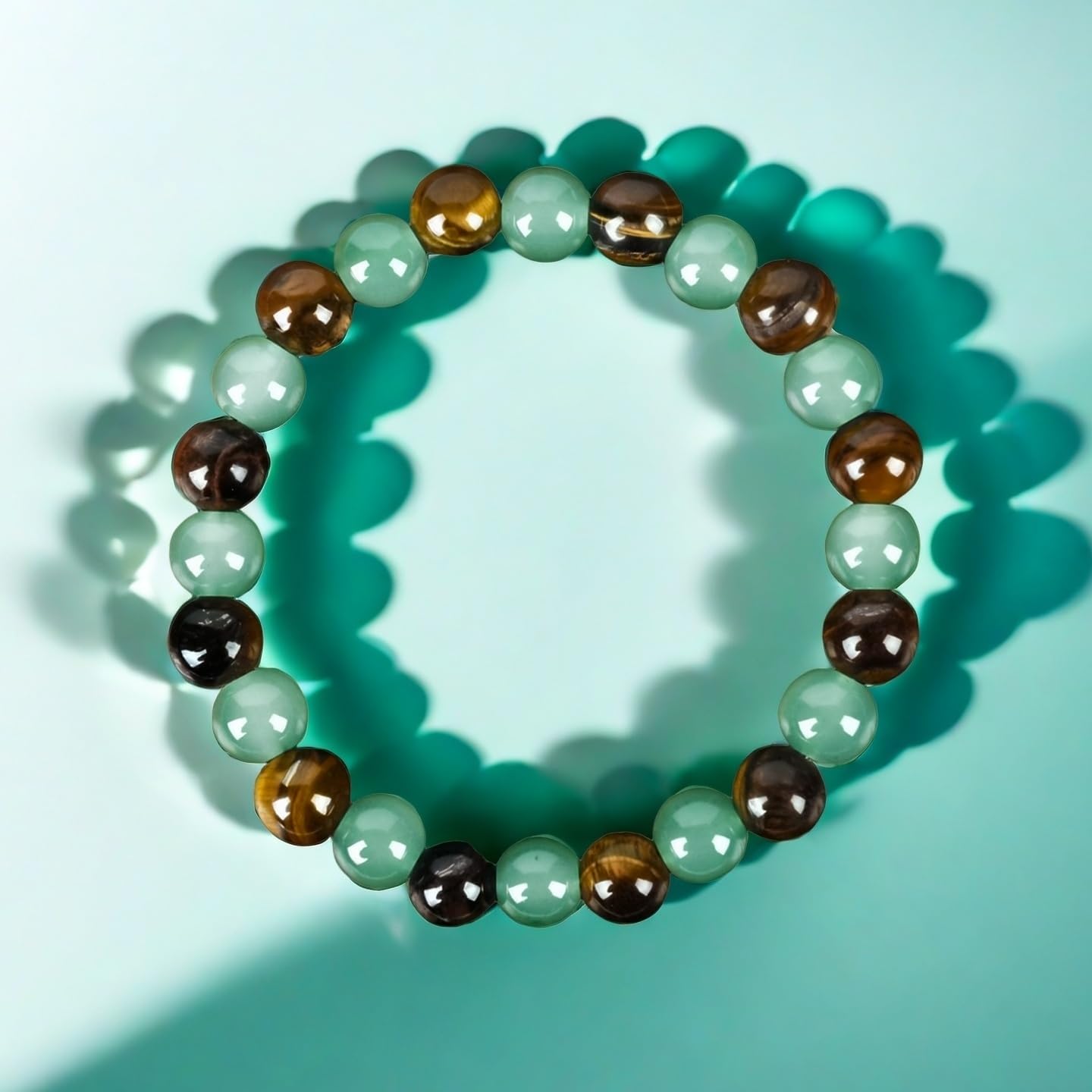 Money Bracelets for Women, Green Aventurine and Tiger Eye Crystal Bracelet, 8MM Beaded Jewelry for Wealth, Protection, and Good Luck, Healing Energy Bracelet, Calming Gift for Mom or Friend (1PCS)