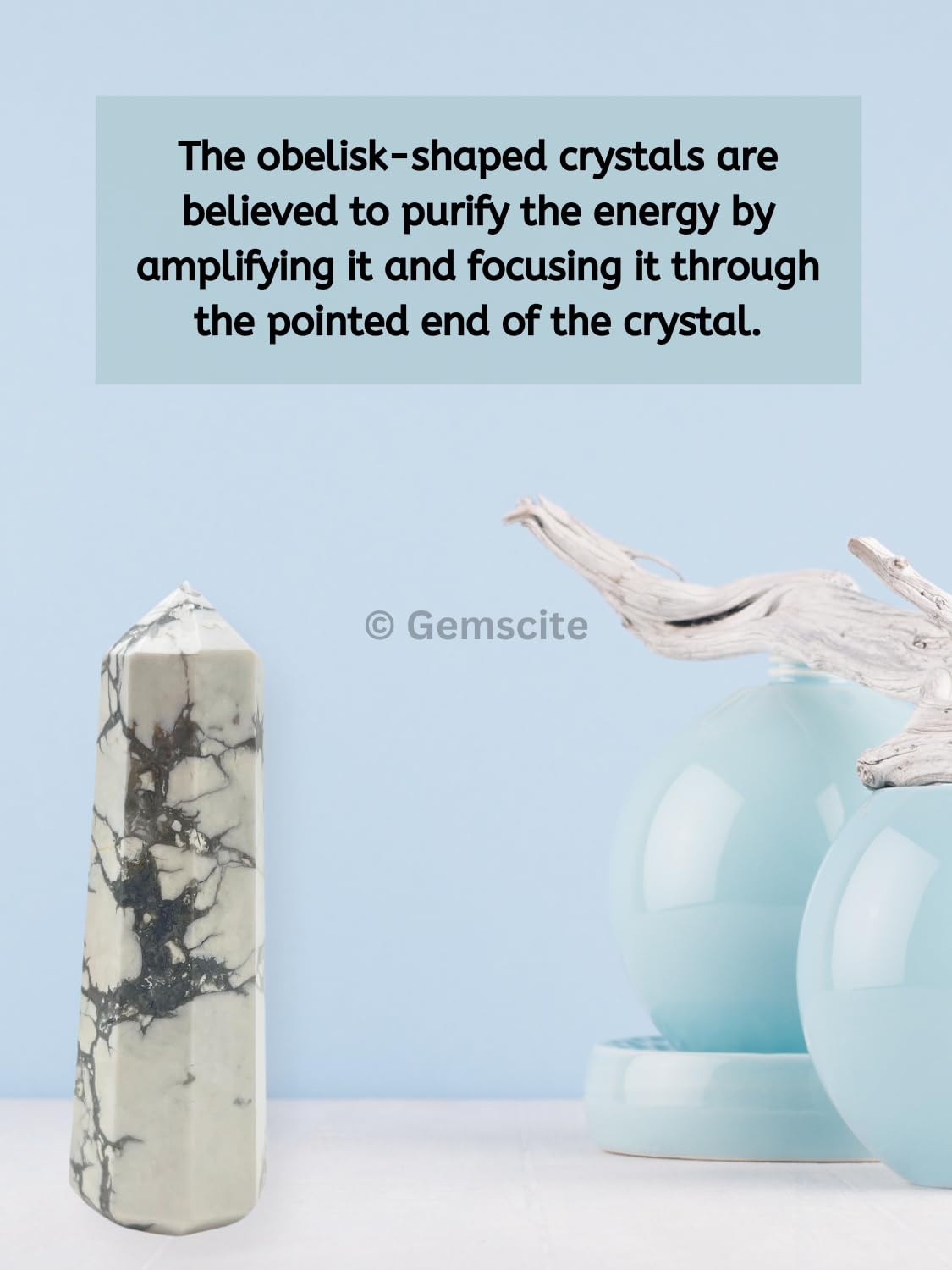 WholesaleGemShop 3 Inch Gemstones HOWLITE Obelisk Tower Jumbo Facet Aura Rock Crystal Natural Polished Earth Wand Spirit