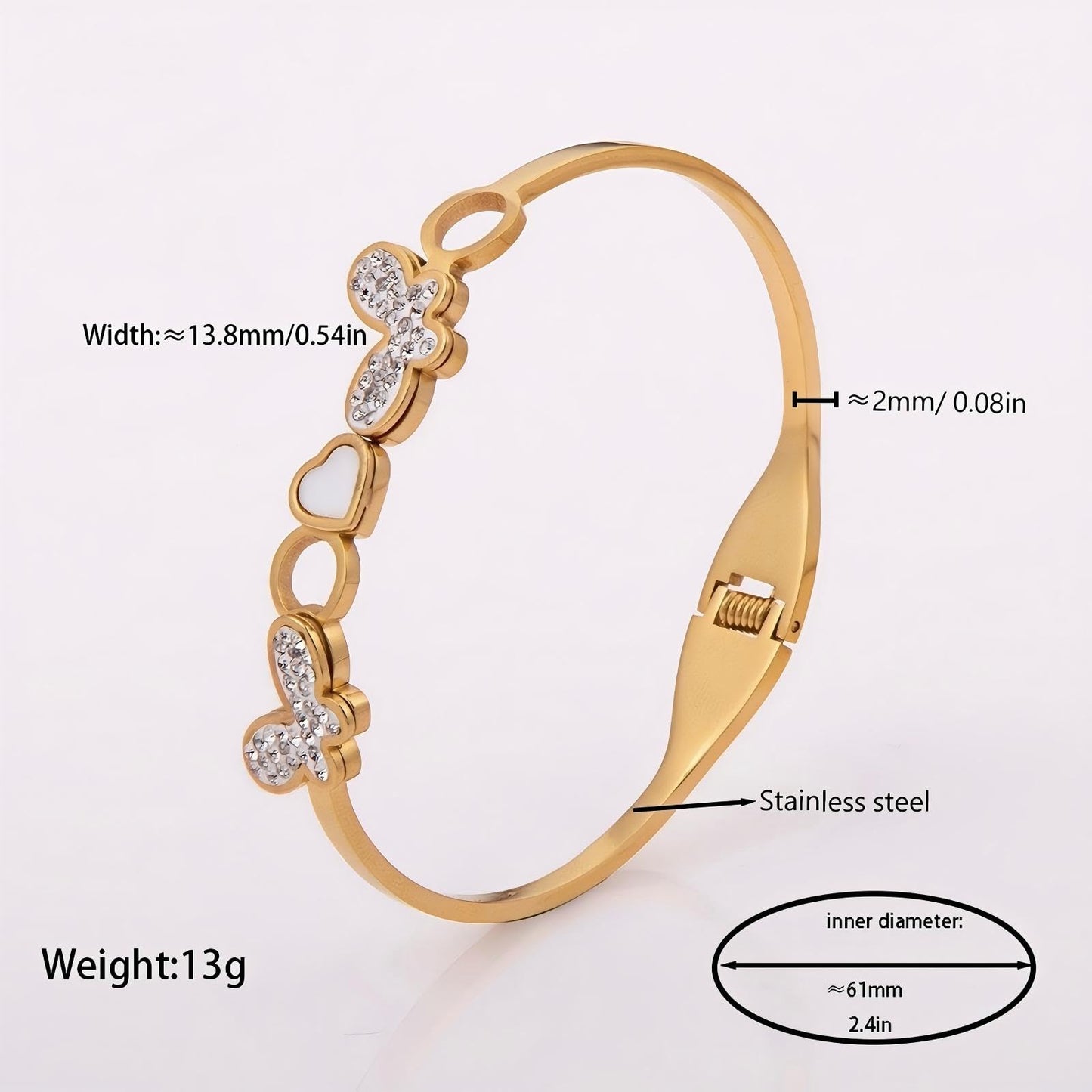 Vbvbip 18K Gold Plated 316L Stainless Steel Bracelet Collection - 12 Unique Designs + Matching Diamond-Accent Titanium Steel Petals Chain, Gift for Women