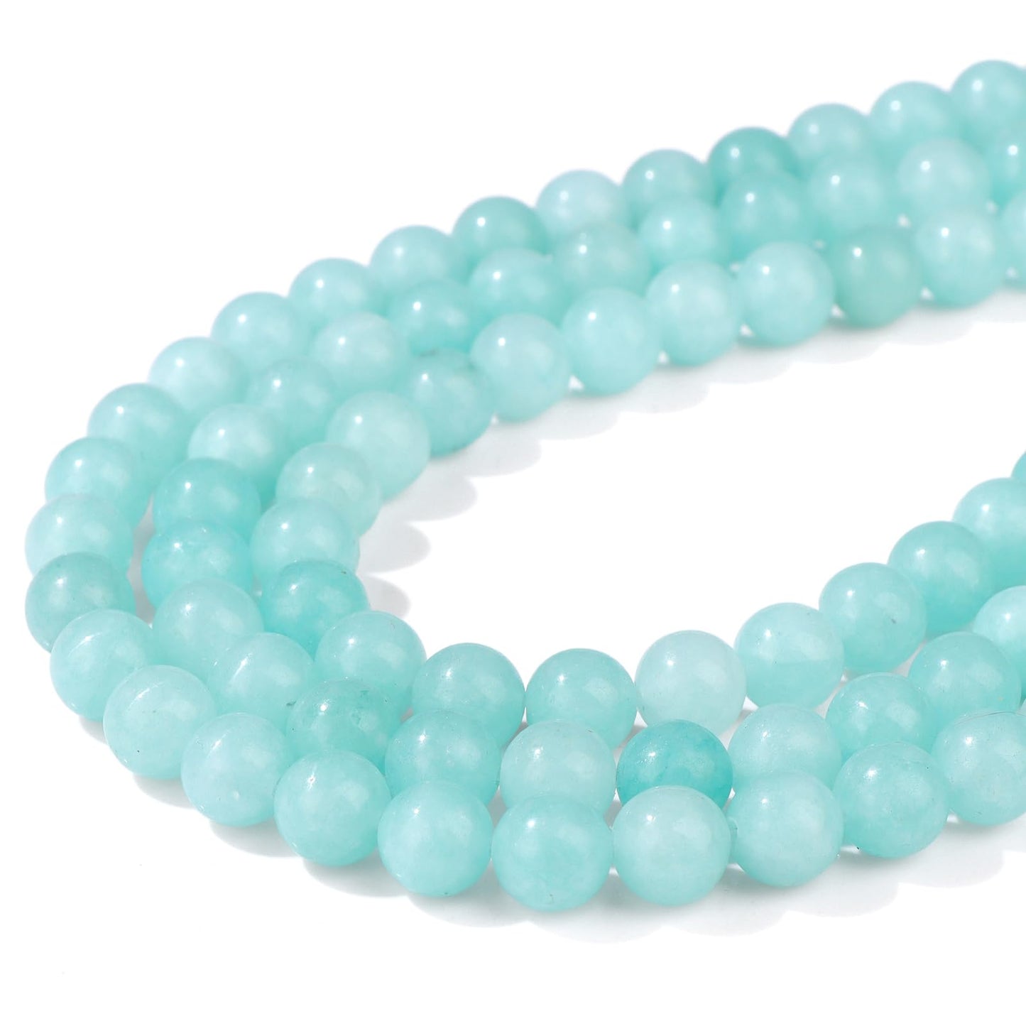 Risyfjew 50PCS 8mm Natural Aquamarine Beads Gemstone Round Loose Beads for Jewelry Making Chakra Crystal Stone Beads for Bracelets Necklace Earrings Making Supplies (50pcs/Strand)