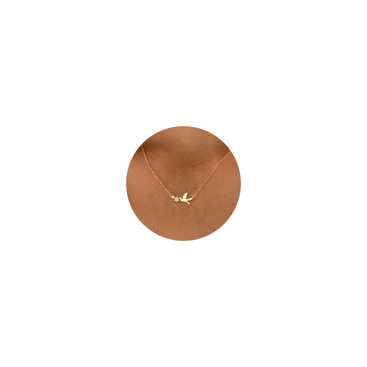 GUOKE Gold Bird Necklace - 14K Gold Plated Dainty Humming Bird Necklace Simple Jewelry for Women