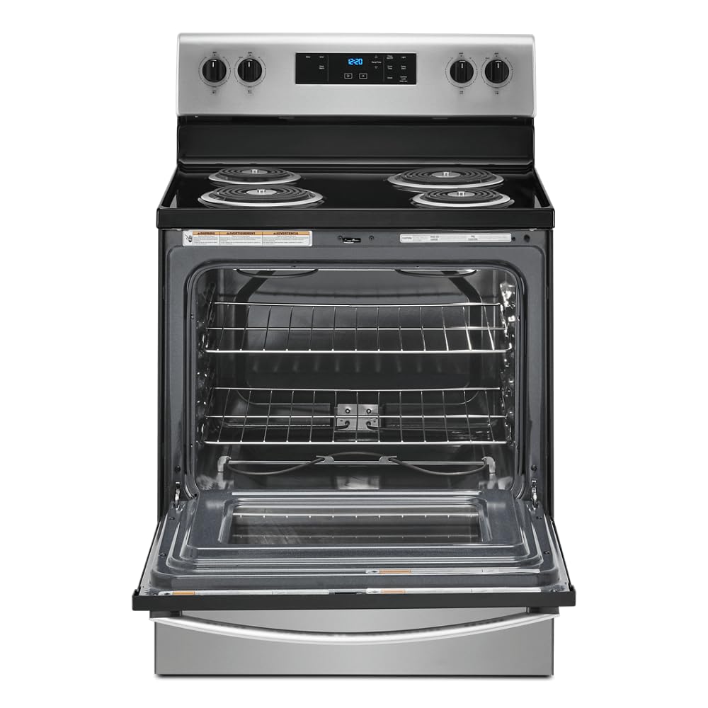 Whirlpool 30 in. 4.8 cu.ft. 4 Burner Element Electric Range with Keep Warm Setting in Stainless Steel with Storage Drawer