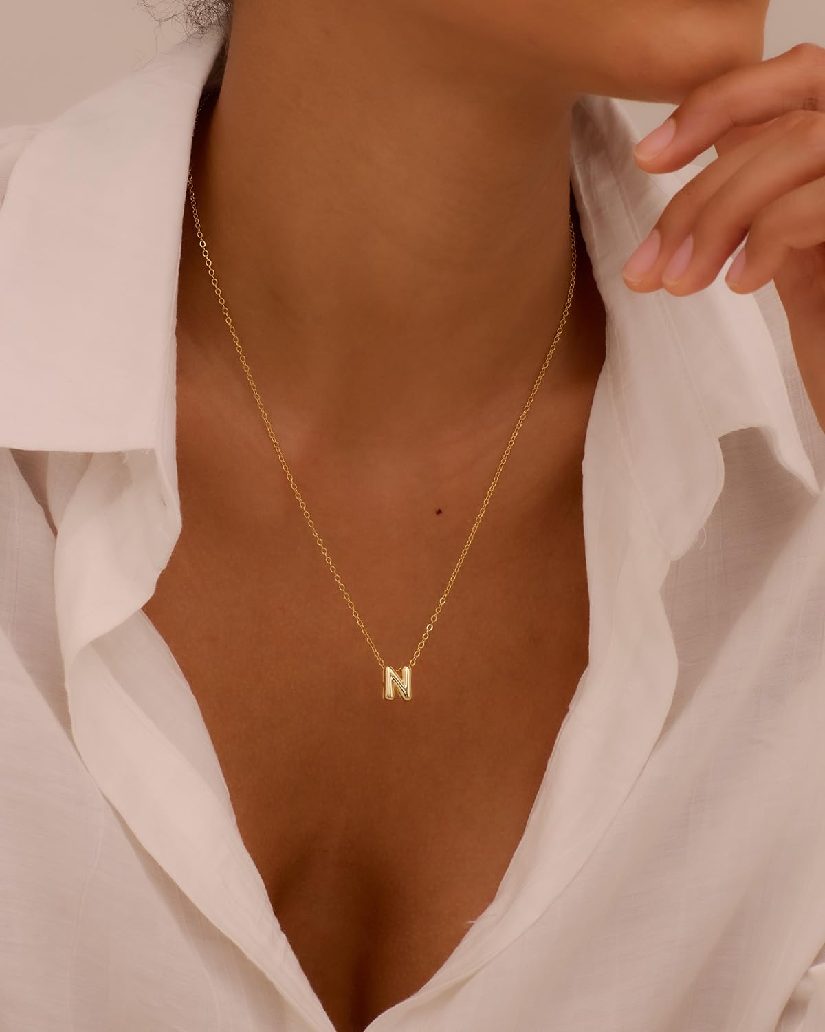 CUEZIY 14K Gold Plated Bubble Letter Necklace Initial Necklaces for Women Dainty Personalized Charm Pendant Name Necklace Cute Non Tarnish Fashion Accessories Teen Gift Trendy Stuff Jewelry Gifts