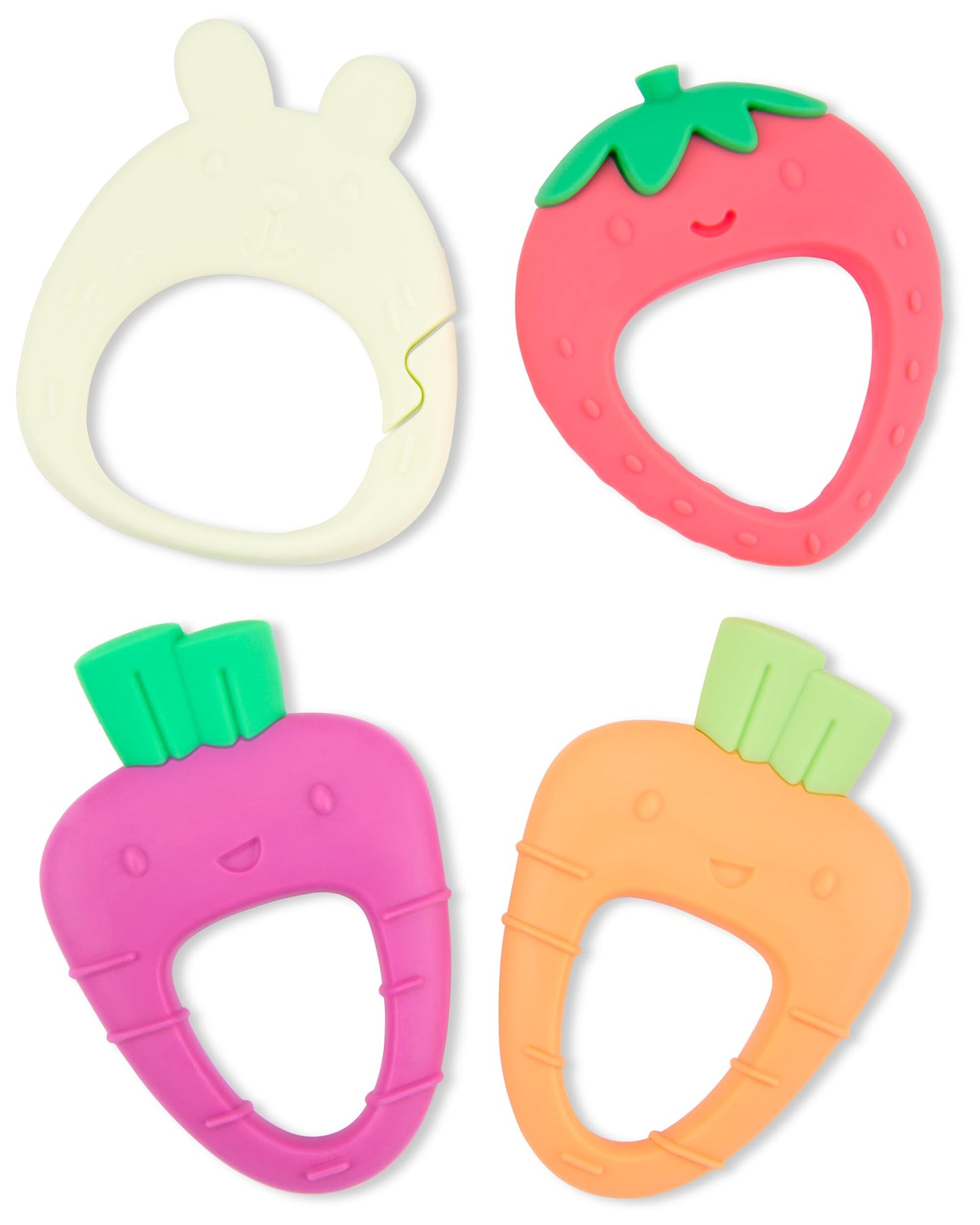 Skip Hop Soft Silicone Baby Teething Ring Toys Farmstand Teethe & Play Toy Set of 4, BPA-Free, Age 3m+