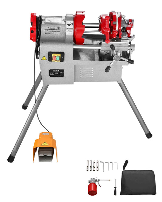 VEVOR Electric Pipe Threader Machine, 750W 28RPM Threading Cutting Machine, 1/2 to 2 inch Pipes Threading Cutter Tool with Foot Pedal for Plumbing, Automotive Repairs, Metalworking