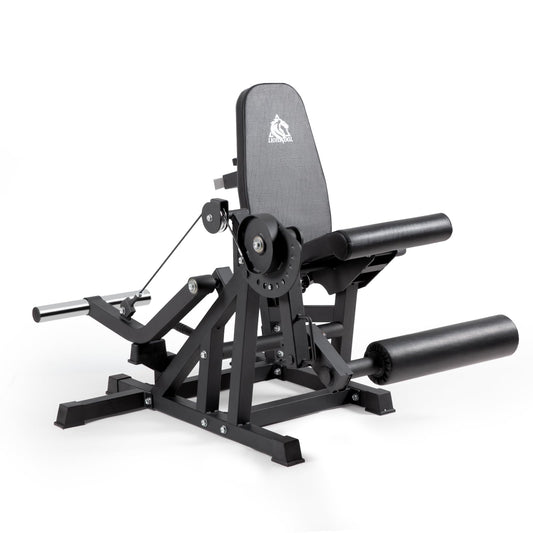 LIONSCOOL Leg Extension and Curl Machine V4.0, 800lbs Capacity Adjustable Seated Leg Extension, Lying Leg Curl Bench, Cable Operated 2” Plate Loadable Lower Body Exercise Equipment for Home Gym