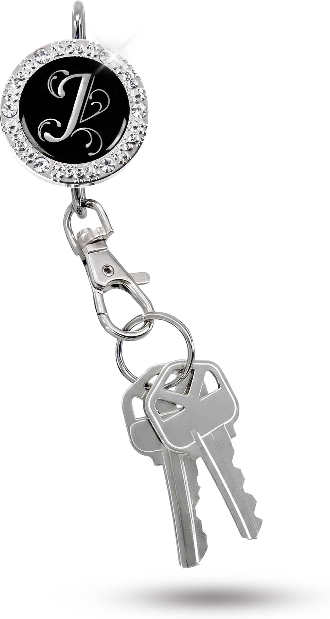 Women’s Bag Charm Key Finder, Car Keychain Hook, Cute Purse Organizer & Tote Bag Accessories, Gifts for Mom - Monogram J