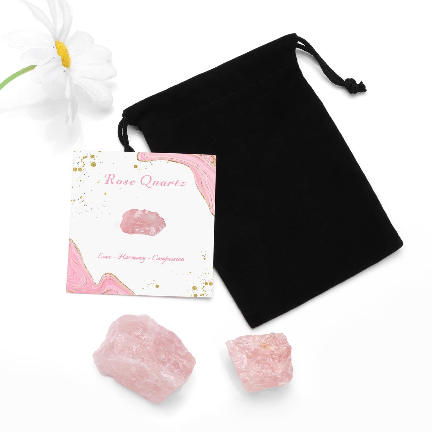 GolbalJew Rose Quartz Natural Raw Crystals 2PCS Healing Crystal Stones 1.2-2.0” Reiki Healing Gemstones for Meditation Chakra Balance Home Decor