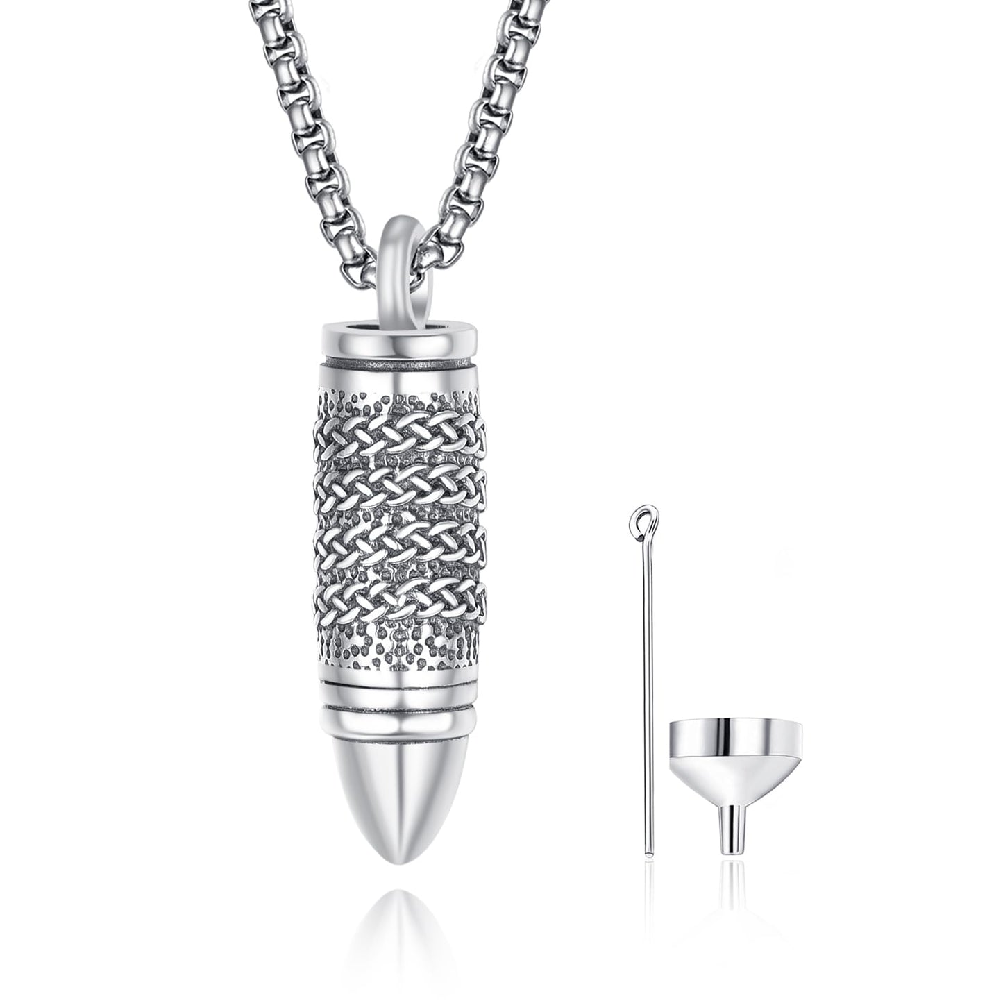 Bullet Urn Necklaces for Ashes Sterling Silver Bullet Necklace for Men Keepsake Pendant Cremation Jewelry for Ashes of Loved Ones Memorial Gifts
