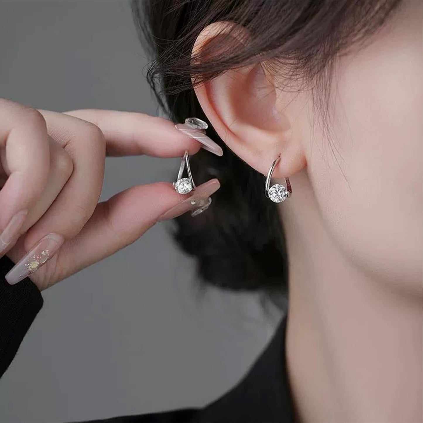 Lymphatic Earrings for Women Silver Zircon Hoop Huggie Earrings Dainty Fashion Jewelry Gifts