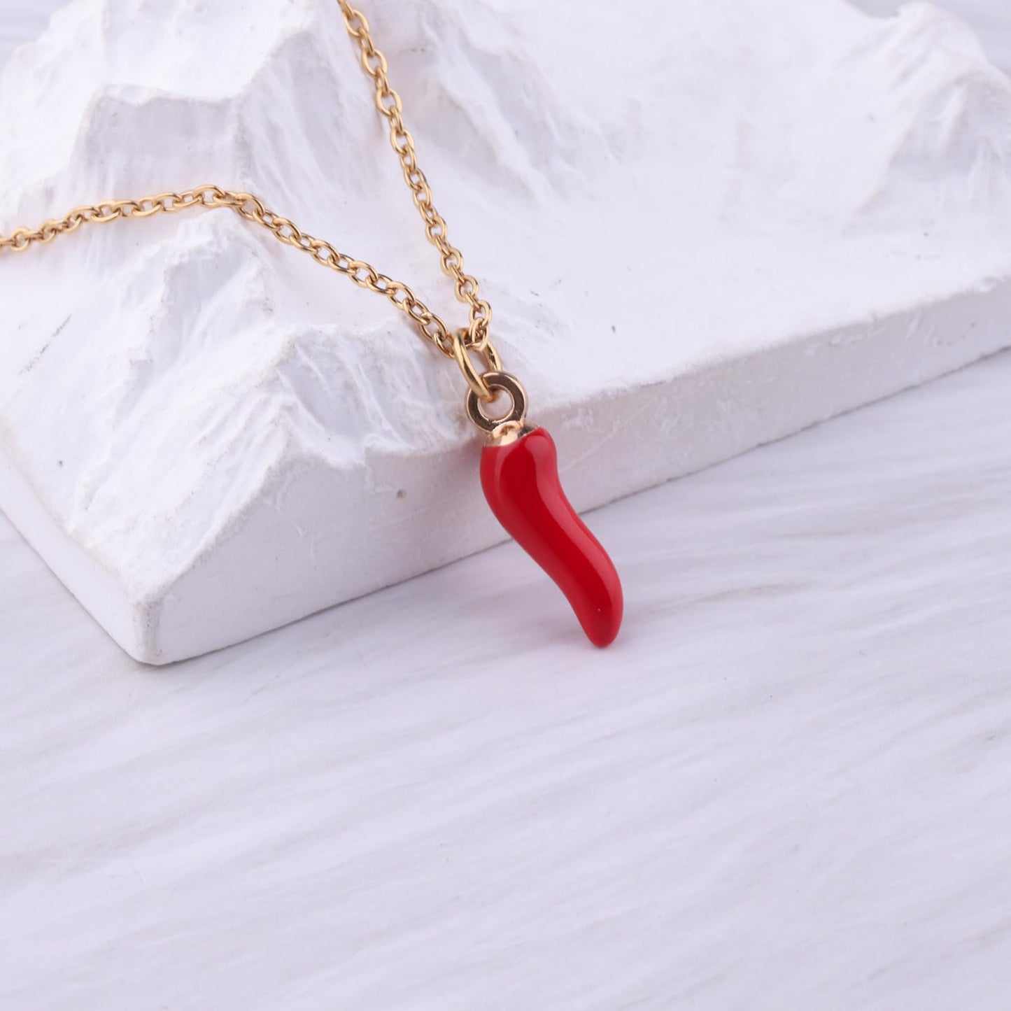 BLEOUK Italian Horns Necklace Charm Red Horns Italy Gift Italian Protection Jewelry (The ItalianHorn Card NE)