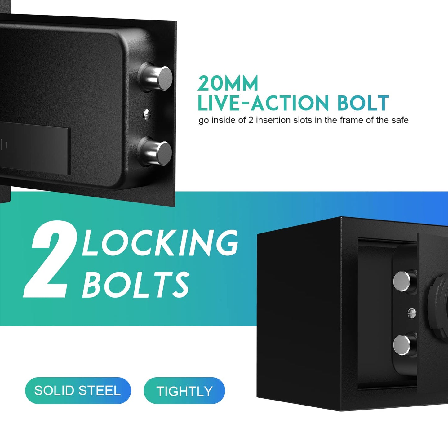 RPNB Deluxe Safe and Lock Box, Digital Keypad Safe Box, Steel Alloy Small Safes, Keypad Lock, Perfect for Home Office Hotel Business Jewelry Cash Use Storage