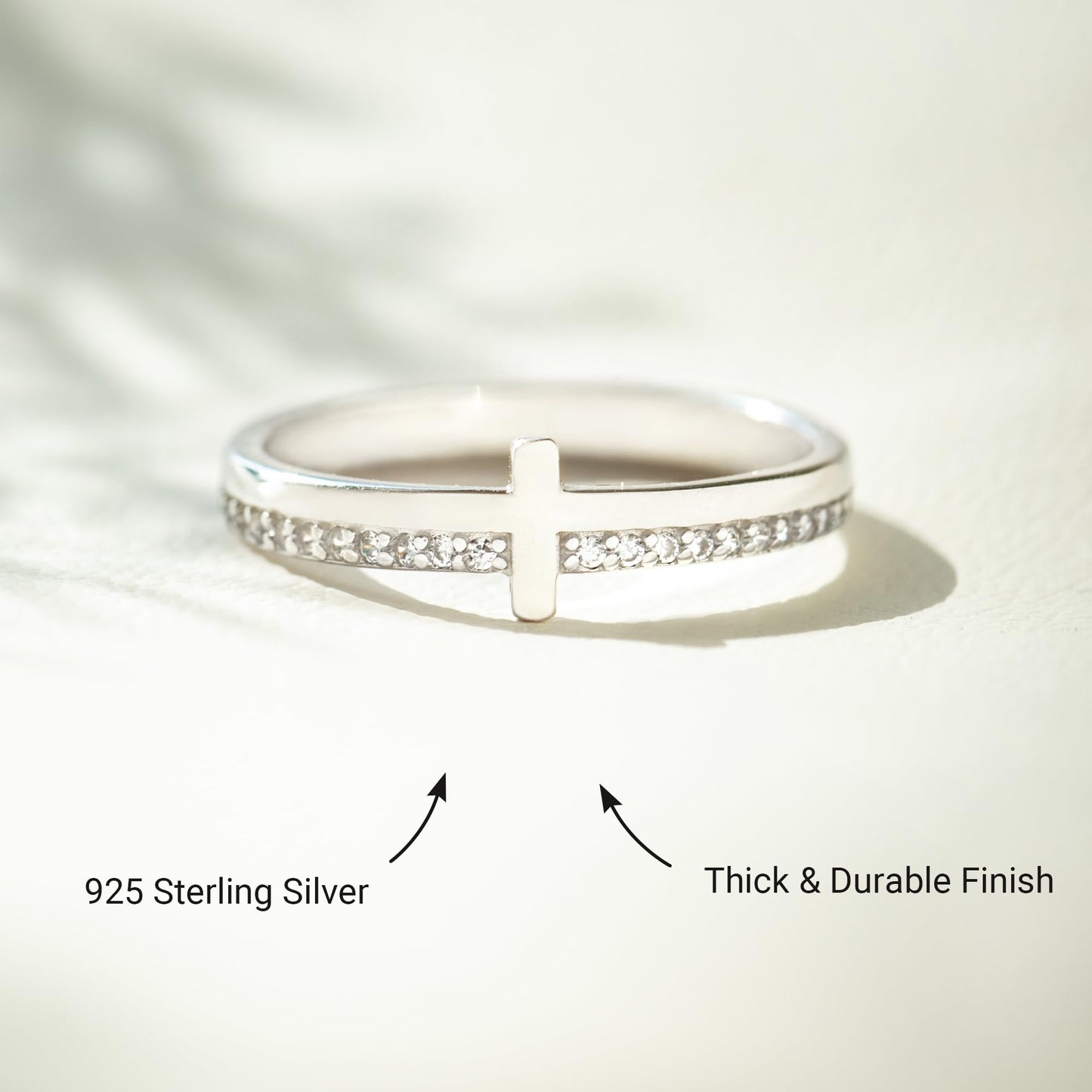 STORYJEWELLERY Cross Rings for Women, Purity Ring, 925 Sterling Silver Rings, Christian Ring, Christian Jewelry for Women, Confirmation Gifts, Baptism Gifts, Size 7