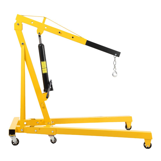 ExploreHorizon 2 Ton Hydraulic Engine Hoist, Heavy Duty Shop Crane with 6 Swivel Casters & Adjustable Cherry Picker Boom, Hydraulic Pump Hoist for Garage Workshop Truck SUV Engines, Yellow