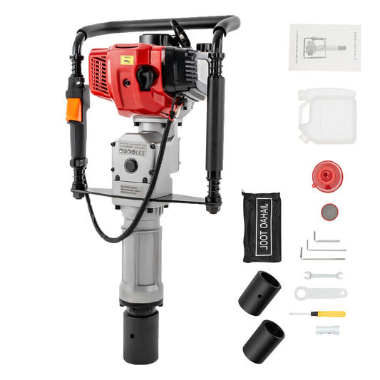 POIOKLJRE Post Driver, 52cc Gas Powered T Post Driver, 1900W Fence Post Driver, Shock Absorption and Safety Lock Heavy-Duty Gasoline Post Driver, Quick Pile Installation, Suitable for Professional Use