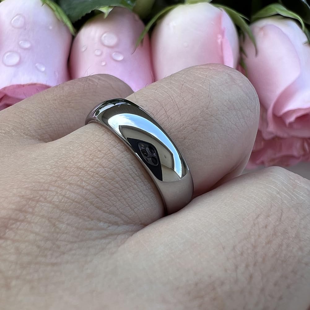 TUTISS 6mm Tungsten Rings for Men Women Engagement Wedding Bands Domed Polished Comfort Fit Size 9