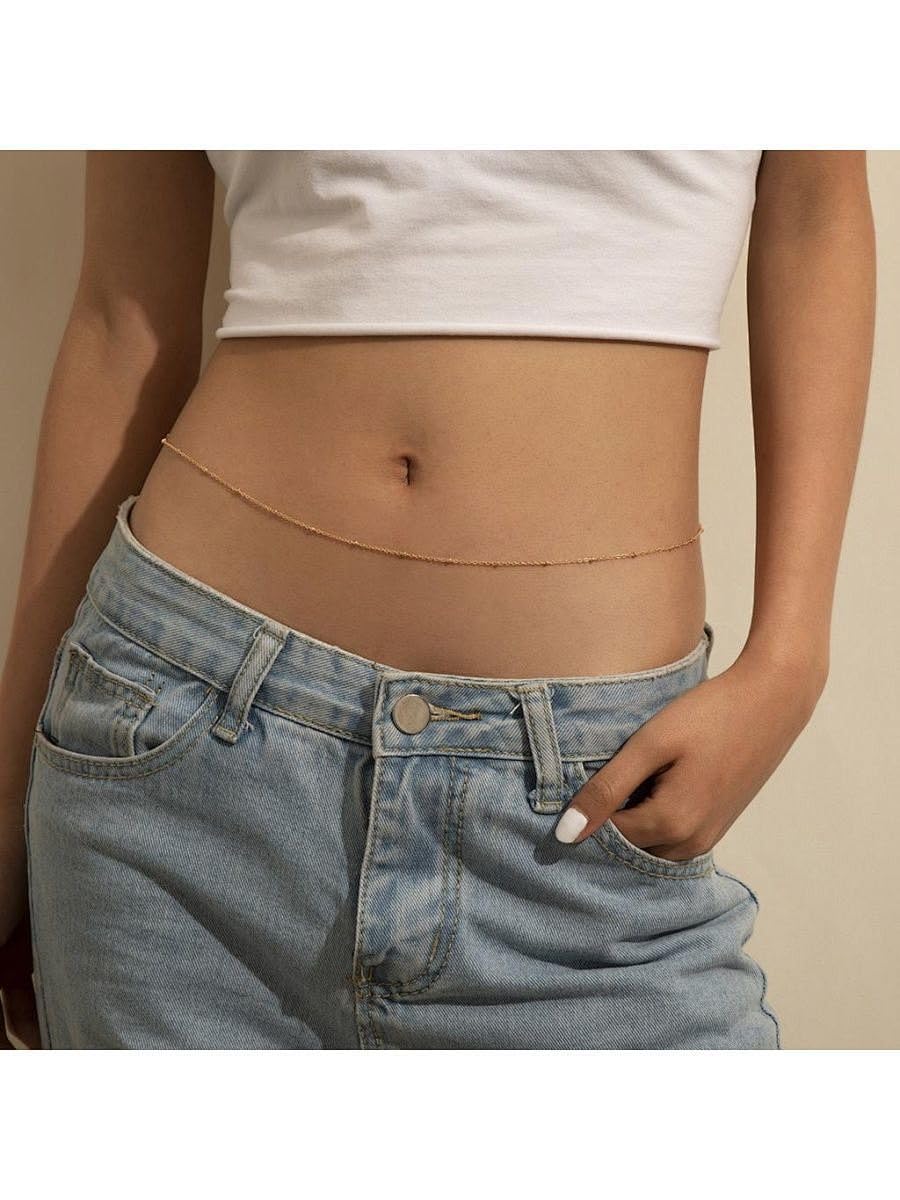 Gold Body Chain for Women Belly Waist Heart Beaded Chain Sexy Bikini Beach Jewelry for Women Waterproof Cute Hips Stomach chain Belt Summer Vacation Accessories Gift For Her Bohemian Boho Jewelry