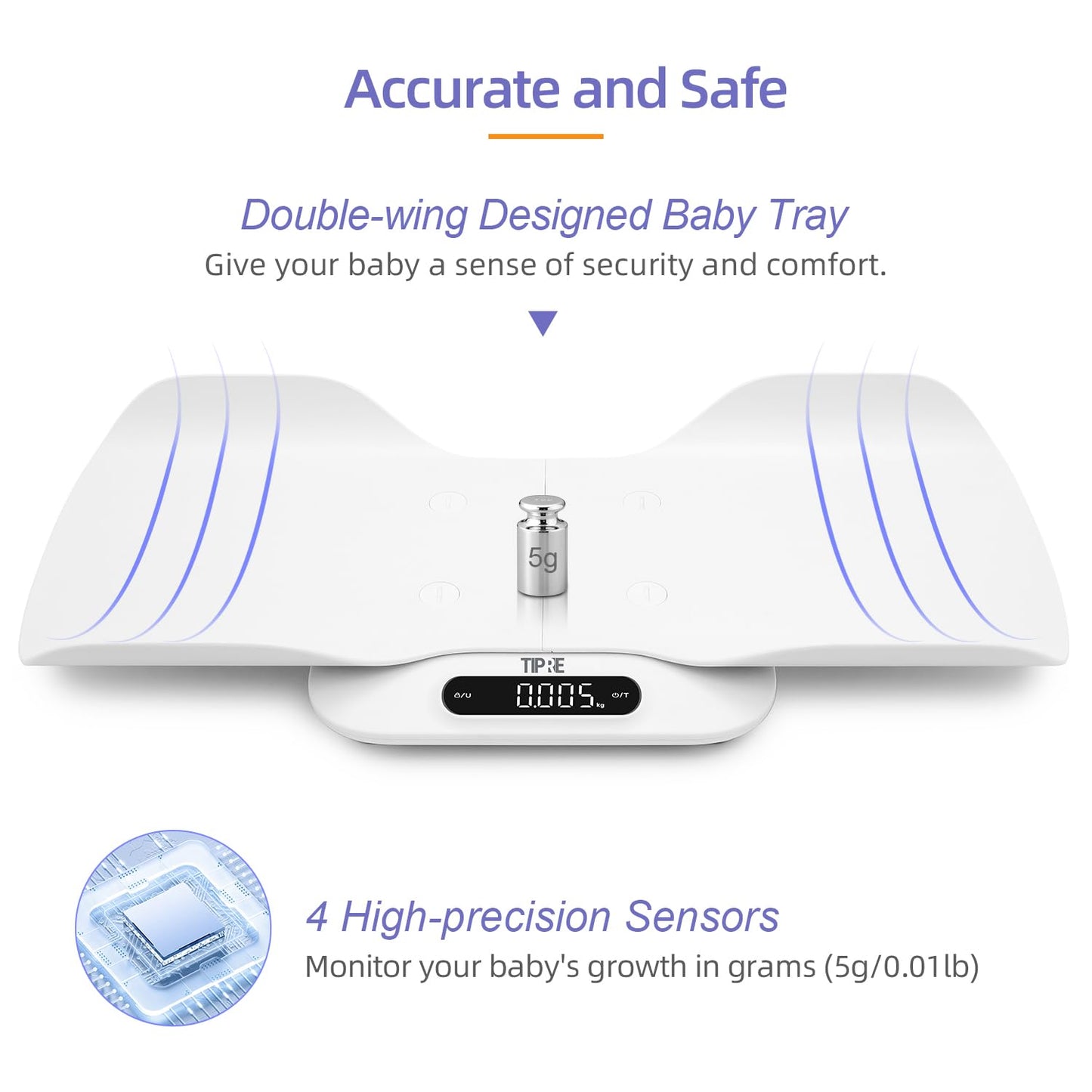 TIPRE Baby Weight Scale, Infant Scale with Detachable Tray, Pet Scale for Cat Dog, Multiple Weighing Scale for Toddler, Children, Pet and Adult Auto-Rotation LED Screen, Up to 400lb/180kg