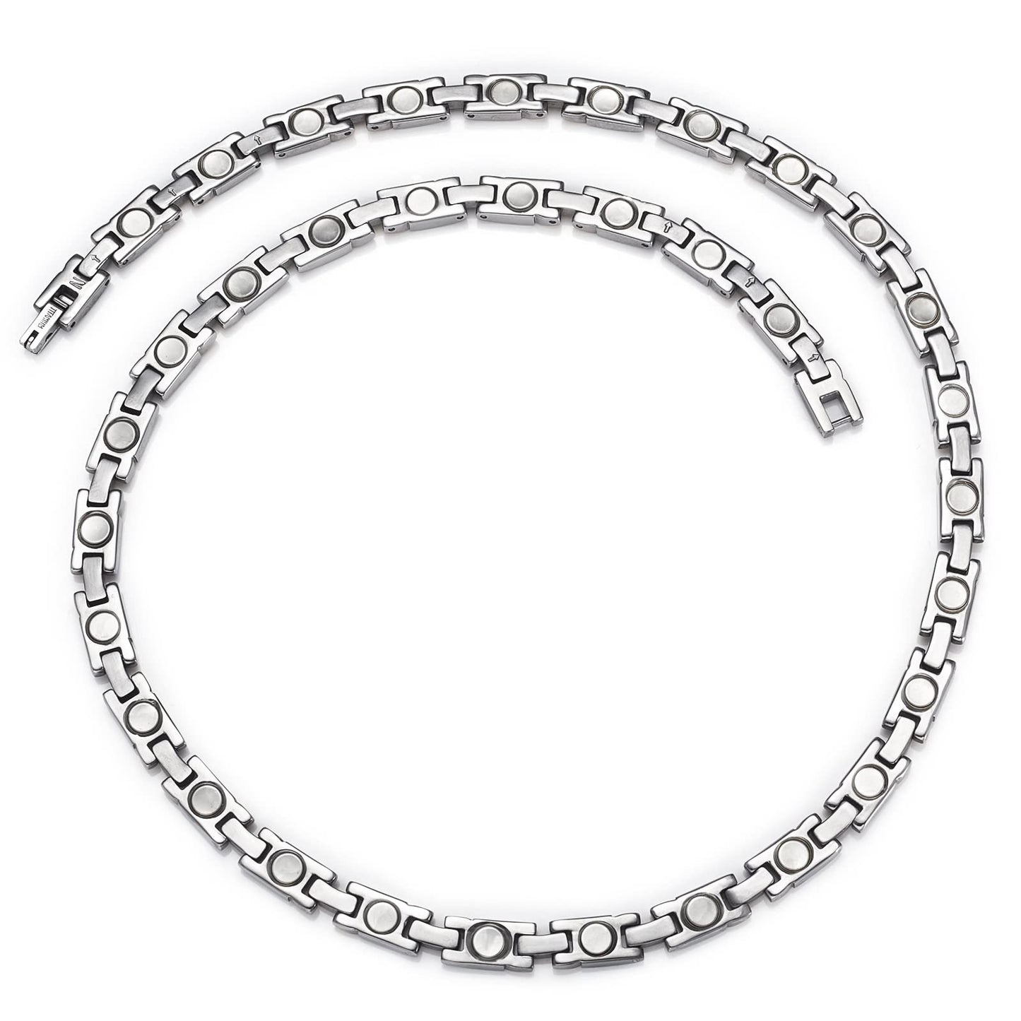 EnerMagiX Titanium Magnetic Necklace for Men and Women, Pure Titanium Silver Necklace, 3500 Gauss Magnets,Fashion Magnetic Jewelry