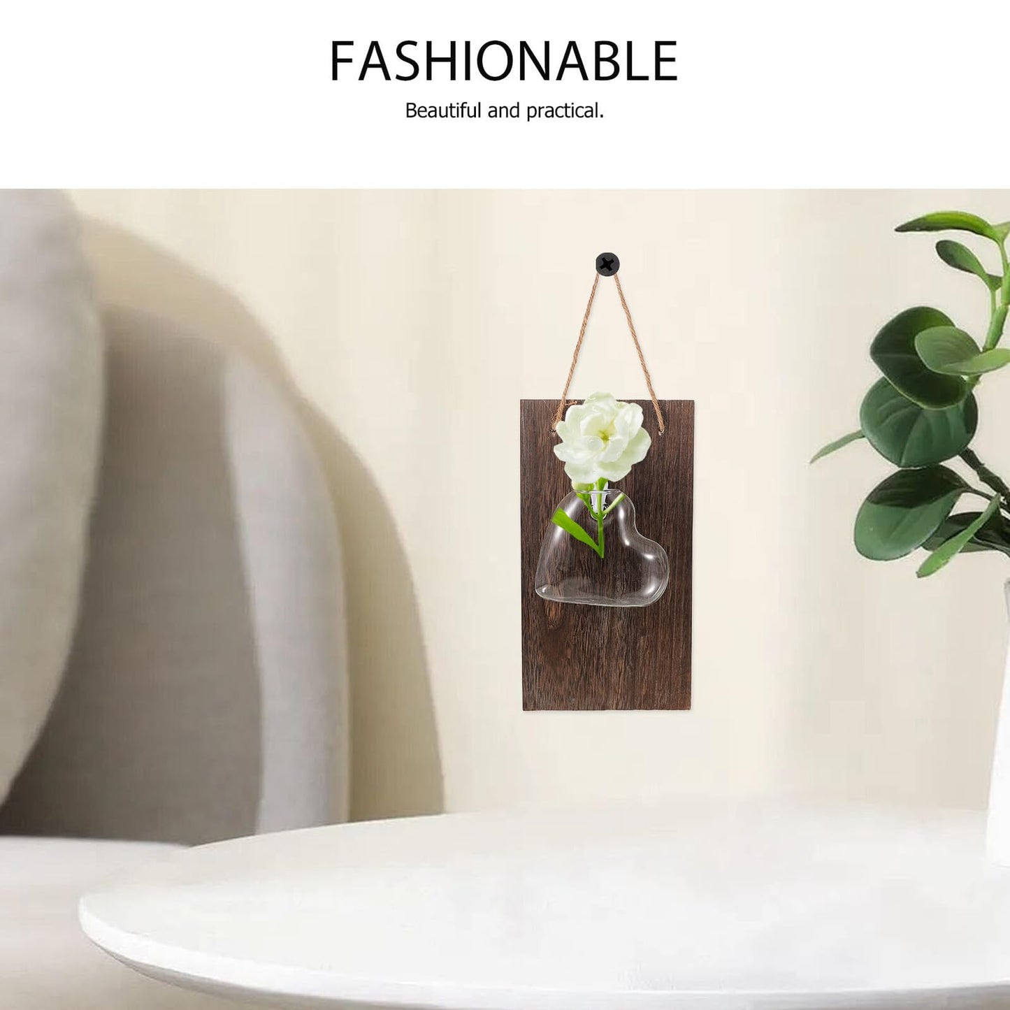 Angoily Wall-Mounted Hydroponic Glass Flower Vase Glass Terrarium Container for Plant Propagation Home Decor Living Room Wall Hanging Ornament