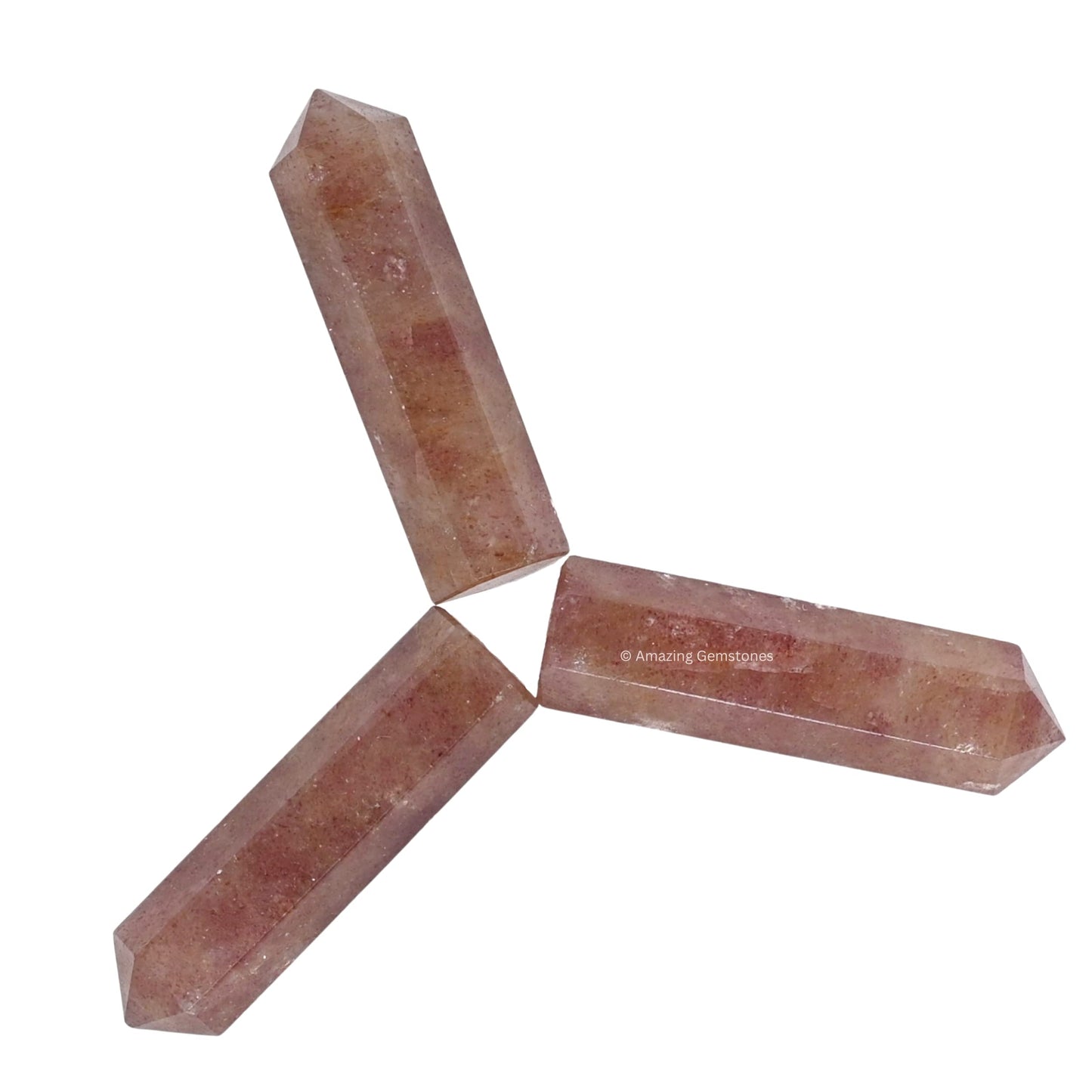 Amazing Gemstone Strawberry Quartz Crystal Points Bulk Healing Crystals and Stones - Pack of 3 Single Terminated Healing Wand Point Bulk Crystals for Crafts, Crystal Grid, DIY Work GIF