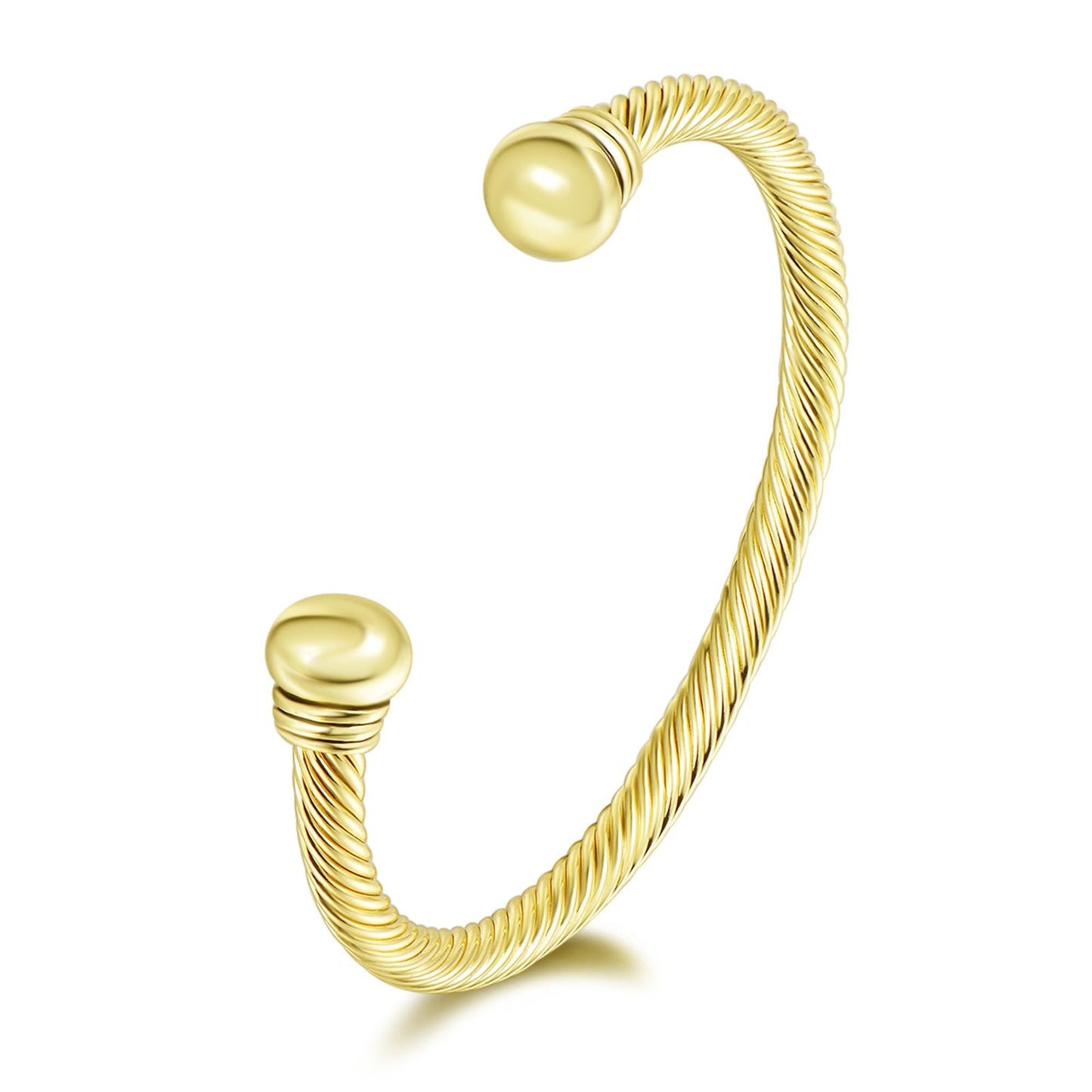 UNY Jewelry European American Fashion Classic Signature Twisted Cables Style Luxury insired Rhodium 2 Tone Plated Cuff Bracelet Bangle Design (Gold)