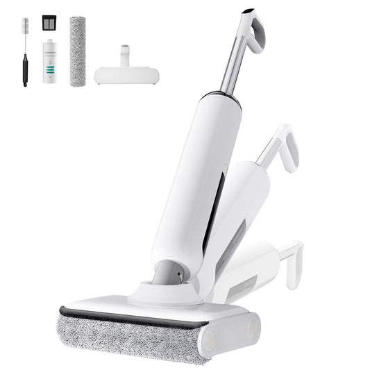 HABIUBIU Wet Dry Vacuum Cleaner, 180° Lay-Flat Cordless Vacuum Mop Combo with Edge Cleaning, All-in-One Floor Cleaner for Hard Floors, 45mins Runtime, Full-Path Self-Cleaning&185℉ Flashdry