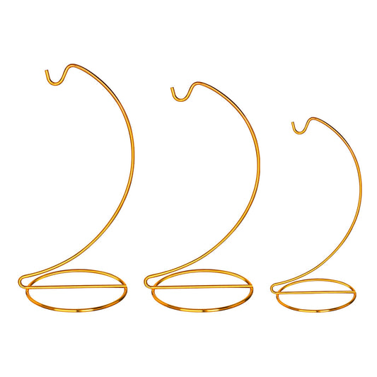 ZEERSHEE 3 Pack Gold Ornament Display Stands Hanging Hook for Air Plants, Terrariums Hanger, Glass Witch Balls, Home Wedding Christmas Decoration (9/7.9/6.3 Inch)