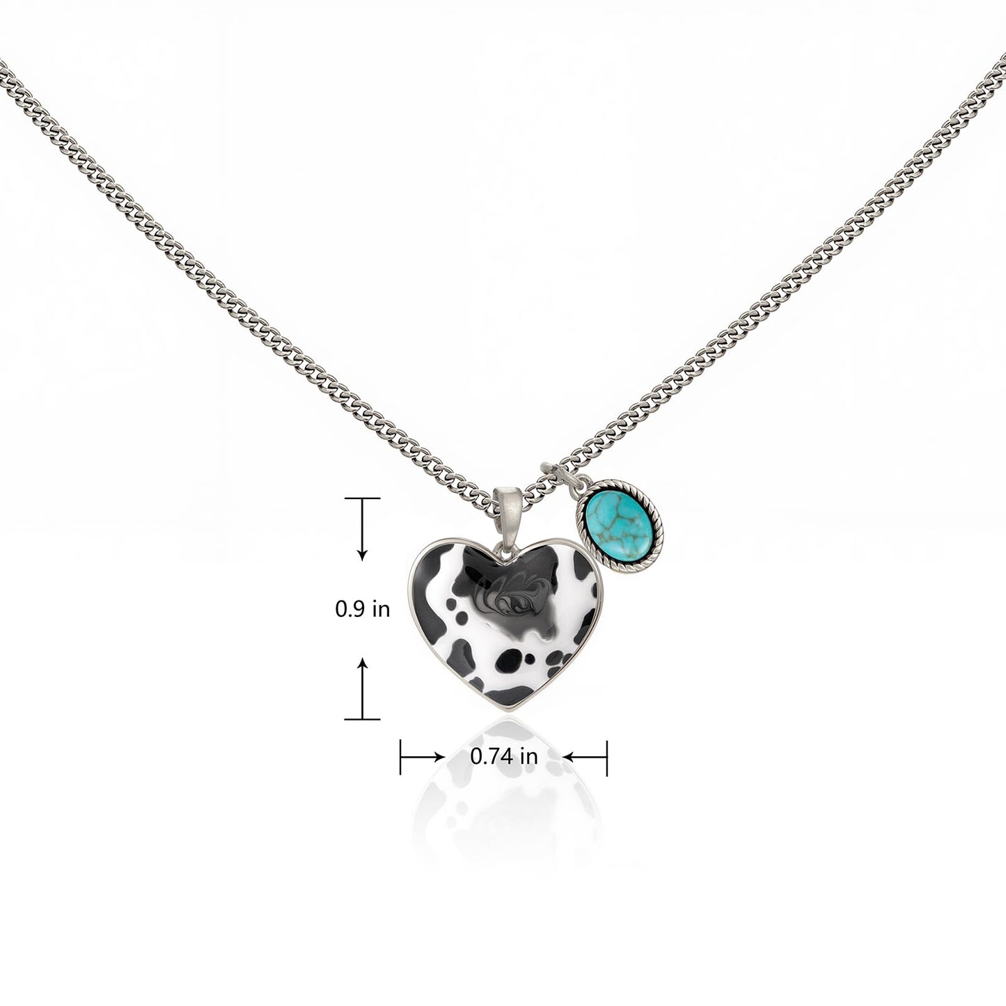 Montana West x Wrangler Western Pendant Necklace for Women 14k Gold Silver Heart Statement Turquoise Cowgirl Vintage Trendy Fashion Jewelry WNS-1129S-TQ