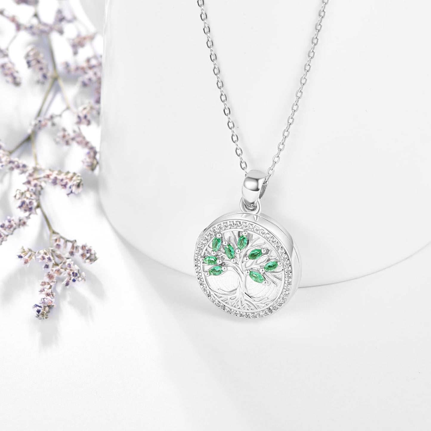 KINGWHYTE Tree of Life Locket Necklace 925 Sterling Silver Family Tree Necklace that Holds Pictures Tree of Life Pendant Christmas Birthday Anniversary Jewelry Gifts for Women