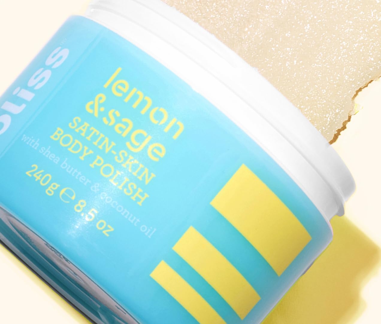 Bliss Satin-Skin Body Polish - Lemon and Sage - Body Scrub with Shea Butter and Coconut Oil - 8.5 Oz - Smoothing and Balancing Skincare - All Skin Types - Vegan & Cruelty-Free