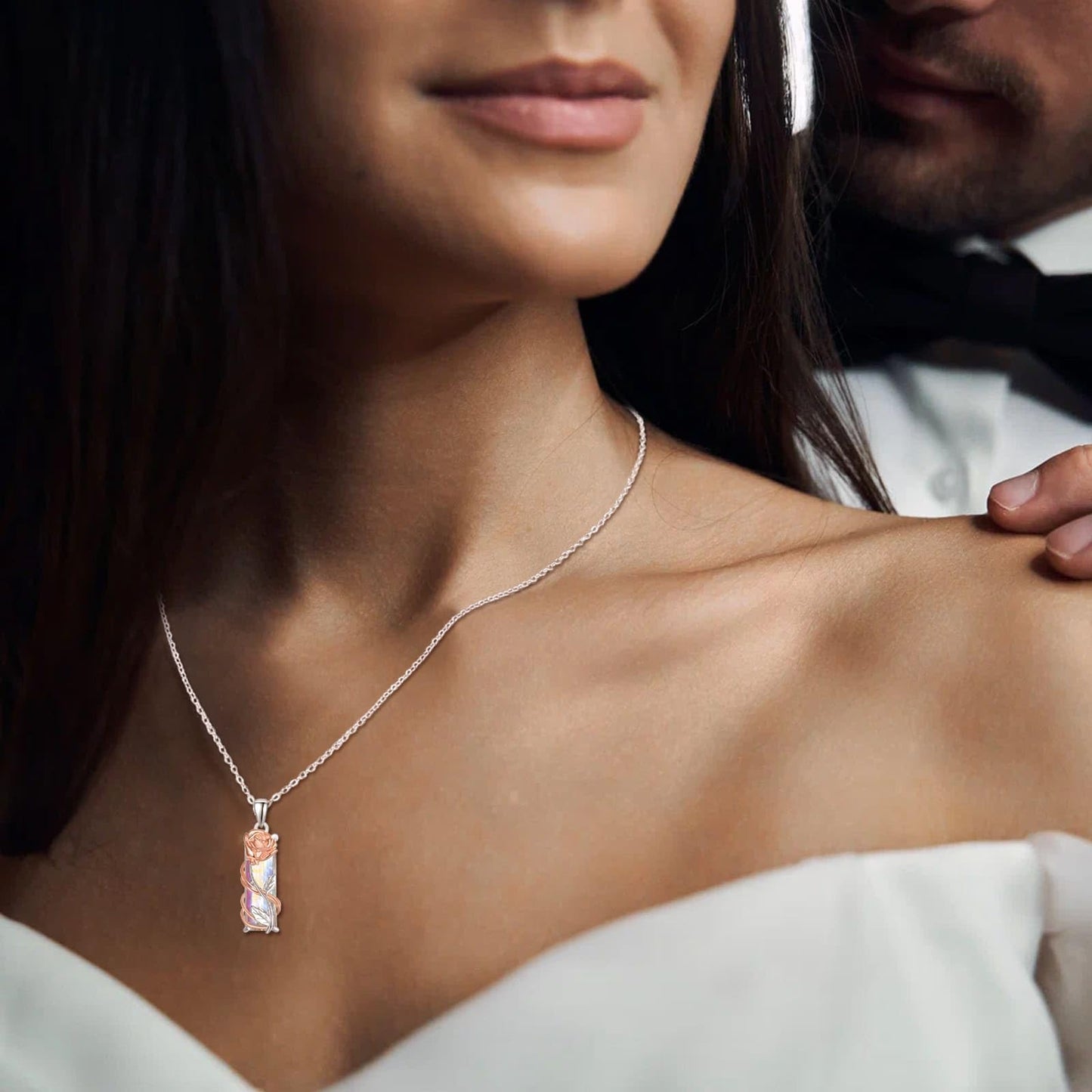 AENEAS Rose Gifts for Women Rose Necklace Sterling Silver Jewelry Gift for Her Crystal Necklace Gifts for Anniversary Christmas Birthday