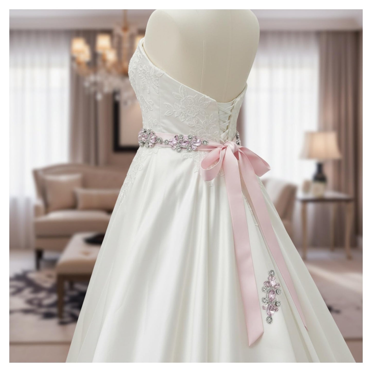 PANTOSS Rhinestone Applique Iron on Patches, Crystal Iron-On Flower Sequin Embellishments Trim for Bridal Sash, Wedding Dress DIY, and Evening Gown (4pcs, Pink)