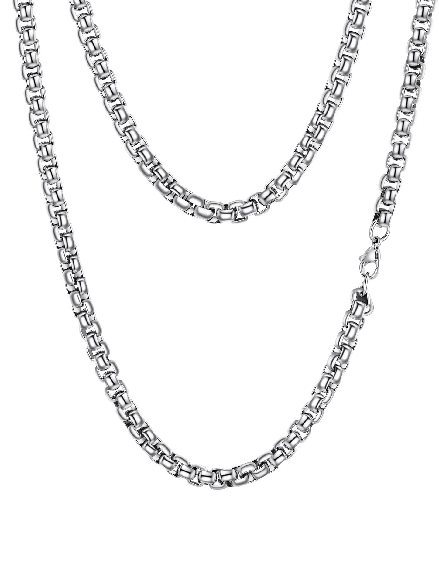 PROSTEEL Squre Rolo Link Chains, Stainless Steel Chain Necklace Waterproof & Strong Lobster Clasp 6mm Link Chains for Men and Women Jewelry with Gift Box 30in