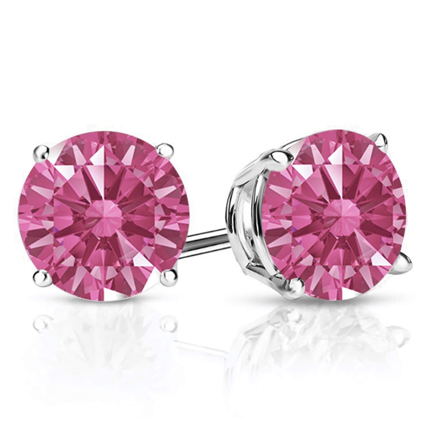 Gem Stone King 2-4 Cttw Round Gemstone Birthstone Stud Earrings For Women Men | 925 Sterling Silver | Round 7MM | Fine Jewelry Gifts for Women Her Mom Wife Men | Red Zirconia
