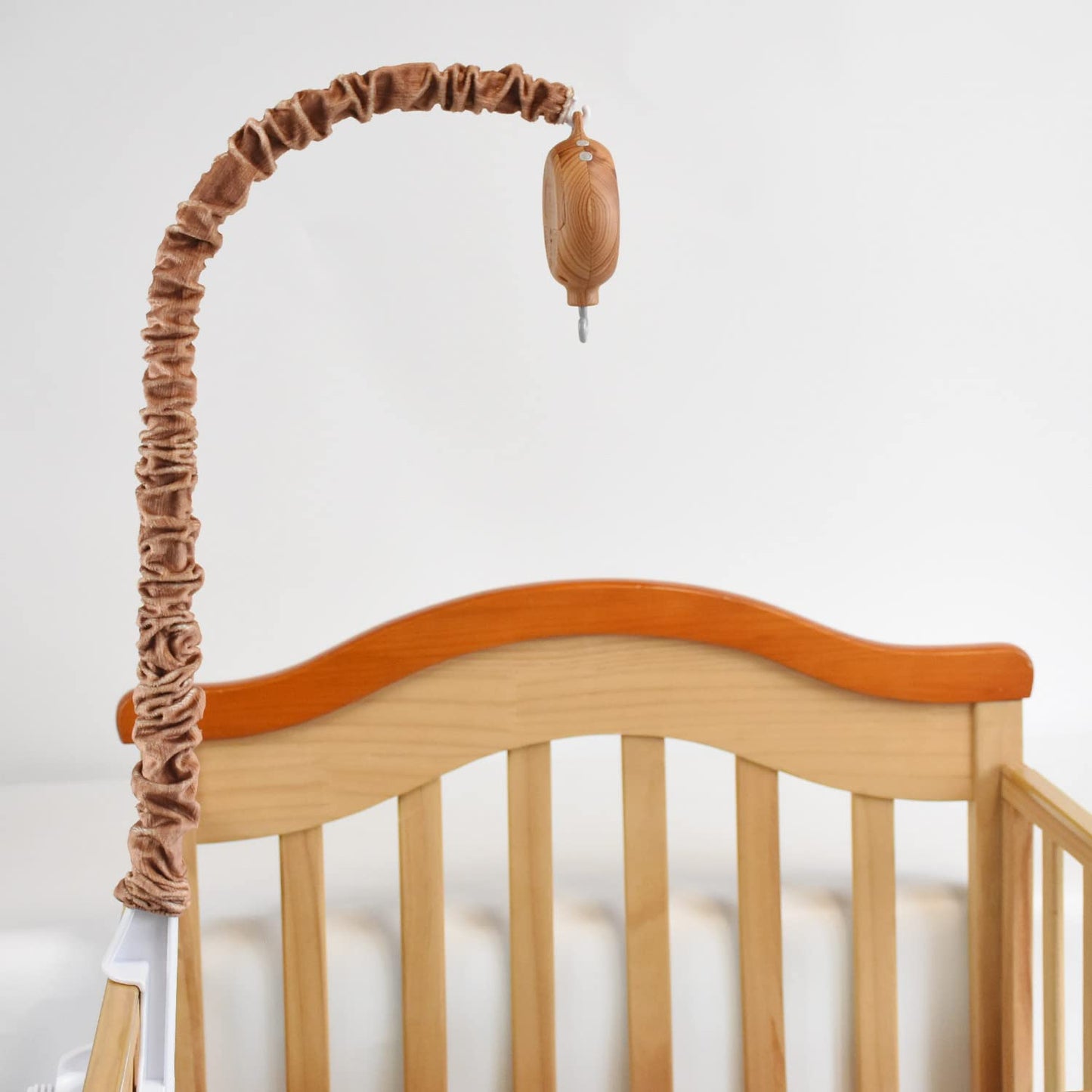 HLEEDUO Crib Mobile arm with Music Box, Baby Mobile arm with Motor Spinner.28 Inch Wooden Universal Mobile arm for Crib Nursery Decor Mobile arm. Nursery Mobile Attachment.