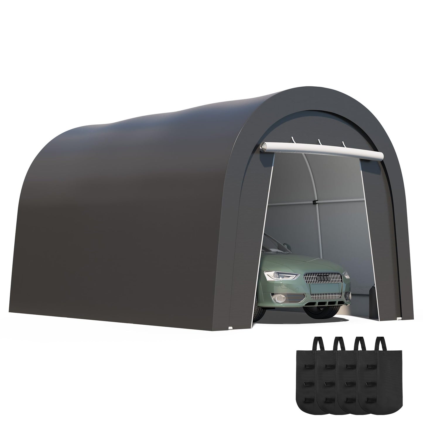 Wisteria Lane Heavy Duty Carport with 4 Cloth Bags, All-Weather Portable Garage with 2 Roll-up Doors, Car Canopy Storage Shelter Shed for Cars, Truck, or Garden Tools, 10' x 15'