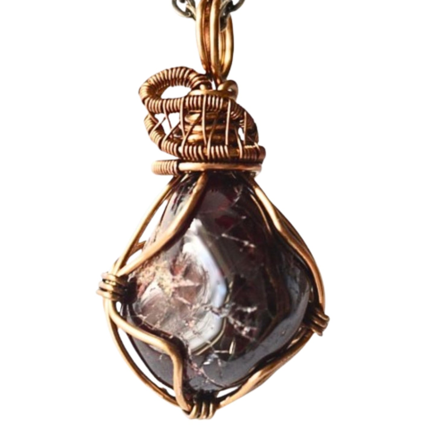Designs by Nature Gems Natural Garnet Necklace for Women - January Birthstone Necklace for Women - Designer Pendant Necklace - 45-65 Carat Garnet, Antique Bronze Chain